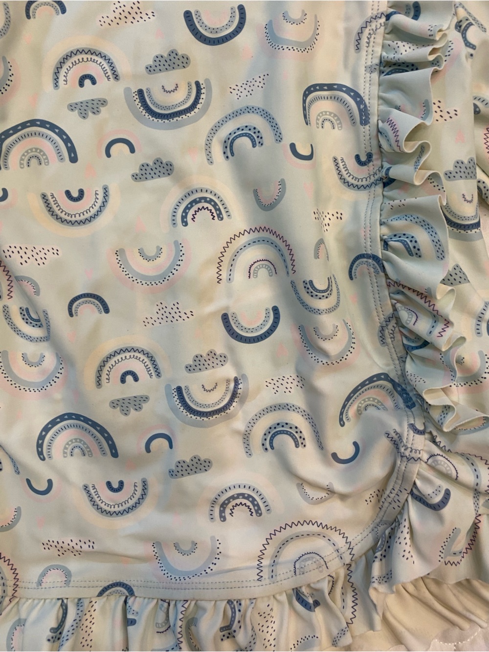 Ruffle Butts Rainbow Print Long Sleeve Ruffle Rash Guard Swimsuit Girls 7 - Picture 2 of 5